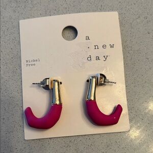 A New Day Fuchsia and Gold Earrings NWT